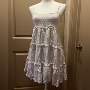 SHEIN White Swiss-Dot Mini Sundress